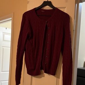 Charter Club Deep Red Cable Knit Cardigan